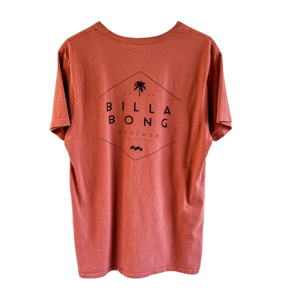 Billabong Mauve Graphic 1973 Palm Tree Waves Graphic Short Sleeve Tshirt Size L
